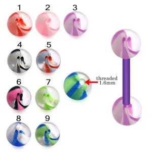 Flexible Teflon Barbells with UV Star Balls