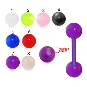 Blue UV Tongue Barbell with Single Color UV Balls