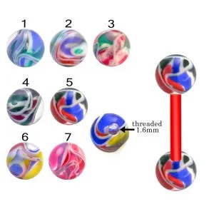 Green UV Tongue Barbell with Mix Purple UV Balls