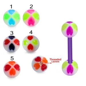 Aoneitem Green Check UV Ball Barbell Body Piercing Tongue Ring