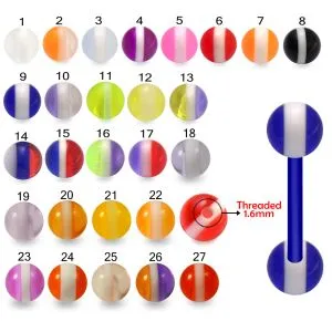 Bio Flex Tongue Barbell With UV Stripe Balls