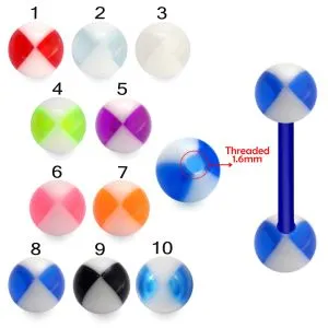 Bio Flex Tongue Barbell With Fancy Acrylic UV Beach Ball