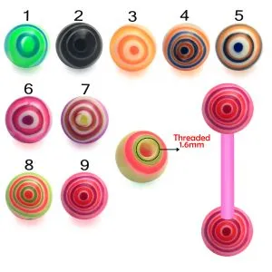 Bio Flex Tongue Barbell With Marble Print Acrylic UV Balls