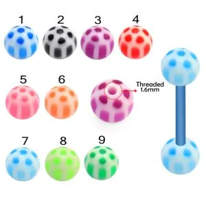 Bio Flex Tongue Barbell With  Volleyball Pattern UV Balls