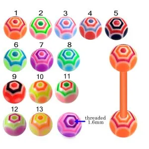 Bio Flex Tongue Barbell With Acrylic Marble With UV Balls