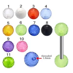 316L Surgical Steel Tongue Barbell With Disco UV Balls