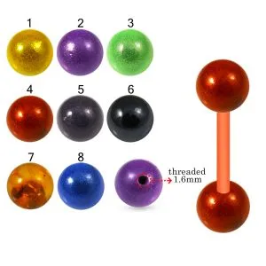 Bio Flex Tongue Barbell With Glitter UV Balls