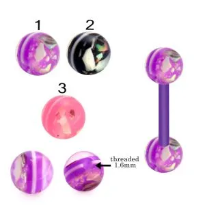 Bio Flex Tongue Barbell With Glitter Shade UV Balls