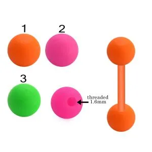 Bio Flex Tongue Barbell With Neon Color UV Balls