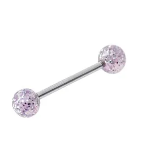Tongue Bar with Glitter UV Balls