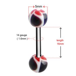 Straight Barbell with Pin Wheel UV Balls