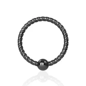 Flexible Black PVD Surgical Steel Twisted BCR Piercing