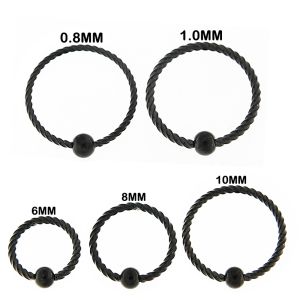 Flexible Black PVD Surgical Steel Twisted BCR Piercing