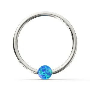 Surgical Steel BCR Piercing with Opal Ball