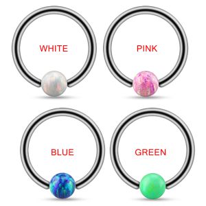 Surgical Steel BCR Piercing with Opal Ball