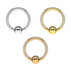 Multi CZ Jeweled G23 Grade Titanium BCR Ring