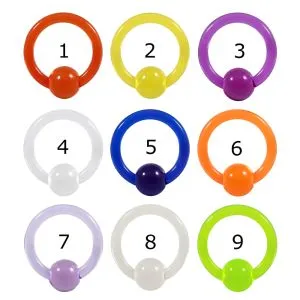 Heavy Gauge UV-Acrylic 10Gauge Captive Bead Ring 