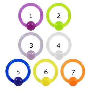 Heavy Gauge 16mm UV-Acrylic 10Gauge Captive Bead Ring