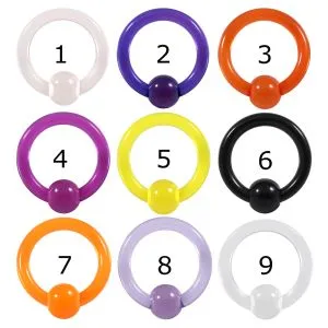 Heavy Gauge UV-Acrylic 8G Captive Bead ring 