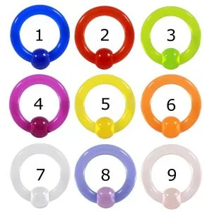 Heavy Gauge UV-Acrylic 4Gauge  Captive Bead ring 
