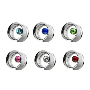 Single Crystal Stone In Bezel Set Ear Gauges Tunnel
