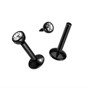 Black Jeweled Top Internal Threaded Madonna Labret