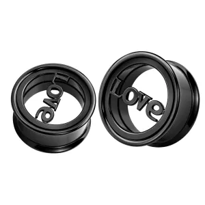 Black Love Plate Top Screw Fit Flesh Tunnel