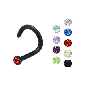 Black PVD Anodized Jeweled 20G Nose Screw