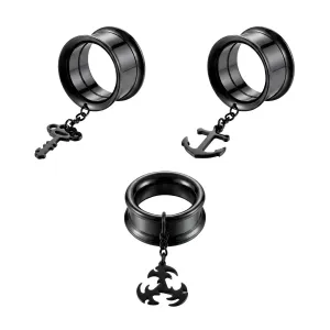 Black PVD Plated Dangling Castings Ear Flesh Tunnel
