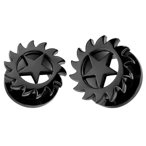 Black Star Saw Blade Screw Fit Flesh Tunnel