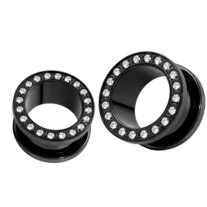 Blackline Micro Setting Jeweled Screw Fit Flesh Tunnel