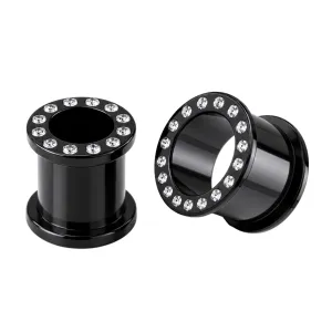 Blackline Screw Fit Jeweled Flesh Tunnel