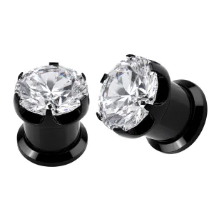 Blackline Screw Fit Single Jeweled Flesh Tunnel