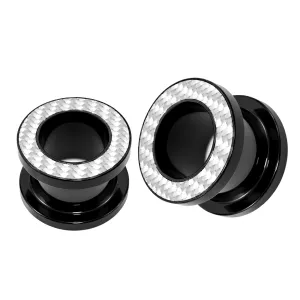 Blackline Screw Fit white pattern Flesh Tunnel