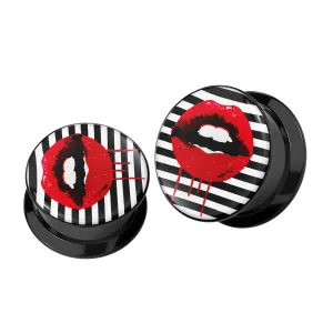 Bloody Lips UV Internal Screw Fit Ear Tunnel