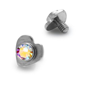 Jeweled Heart Dermal Anchor Tops