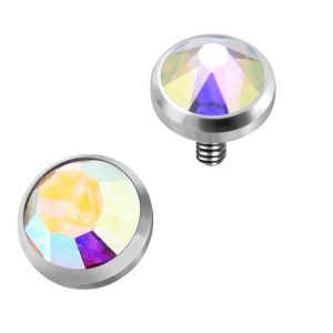 316L Surgical Steel Bezel-Set Jeweled Dermal Tops-Aurora Borealis
