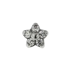 G23 Grade Titanium Threaded 5 CZ Flower Tops for Internal Madonna Labrets