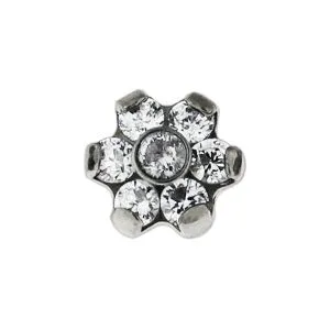 G23 Grade Titanium Threaded 5 CZ Flower Tops for Internal Madonna Labrets
