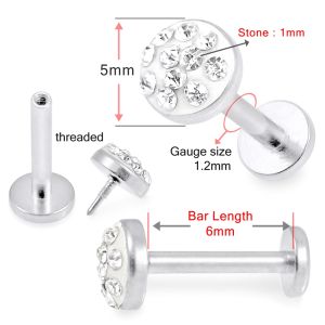 316L Surgical Steel with Jeweled Top Labret Piercing