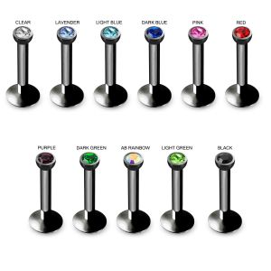 Surgical Steel Black Anodized Madonna Labret with 2mm Internal Thread Jeweled Top