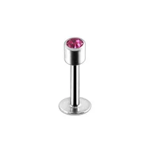 16G Steel Labret with Jeweled Drum