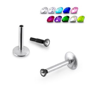 16G Steel Labret with Jeweled Drum