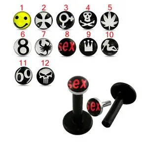 Black Bio Madona Labret With Logo Tops