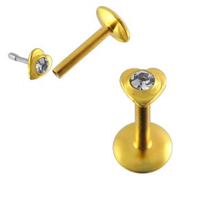 Heart Shaped Gold Plated jewelled Madonna Labret