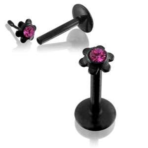 Flower Shaped Blackline jewelled Madonna Labret
