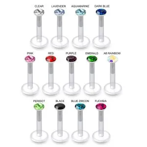Bio Flex Labret with 3mm Round Jeweled Threadless pin top