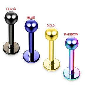 Surgical Steel Anodized Labret With Ball Body Jewelry
