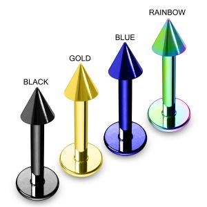 Anodized Surgical Steel Labrets With Cone