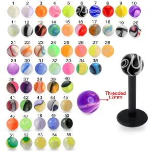 UV Labret With UV Fancy Marble Look Balls